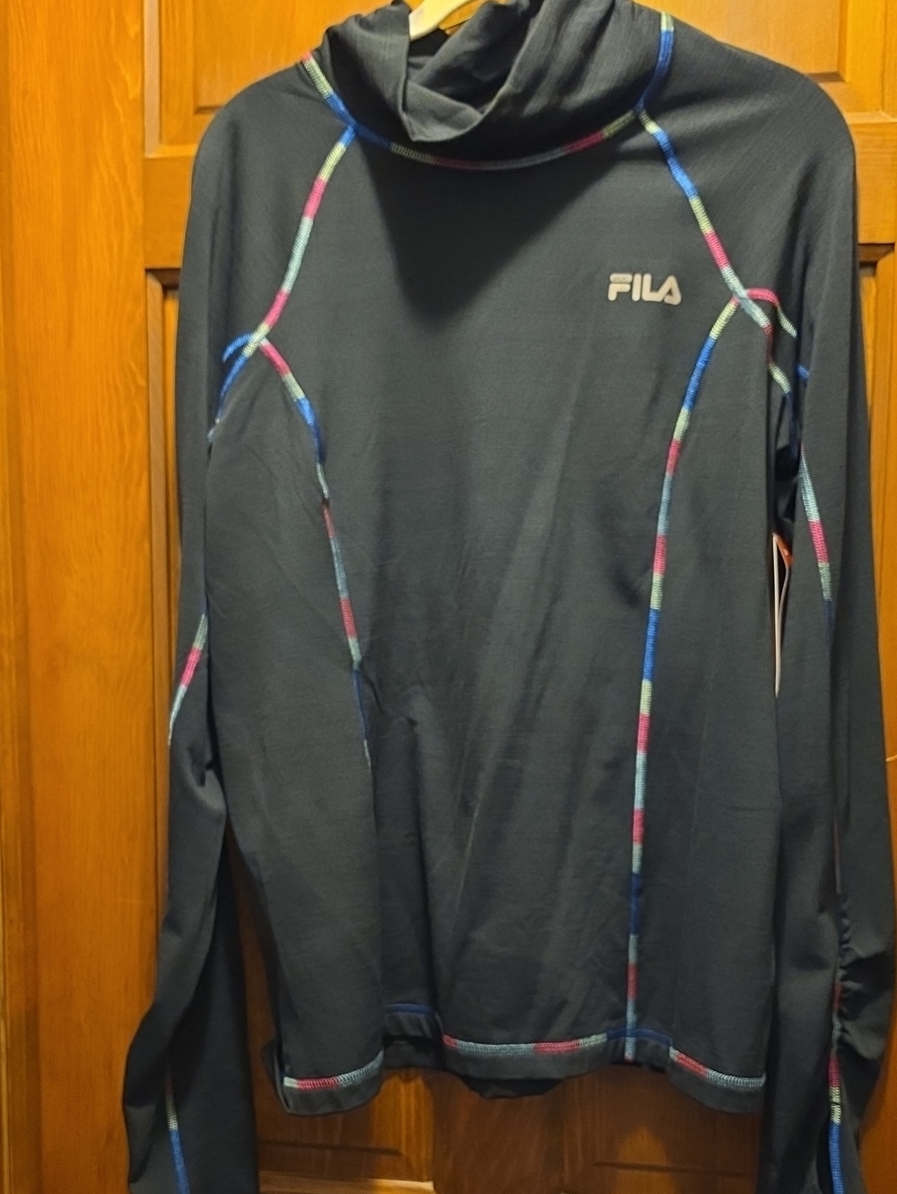 FILA Womens Black Multicolor Contrast Stitching